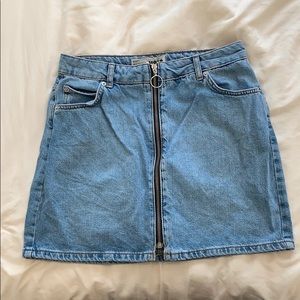 Topshop denim skirt with front zip